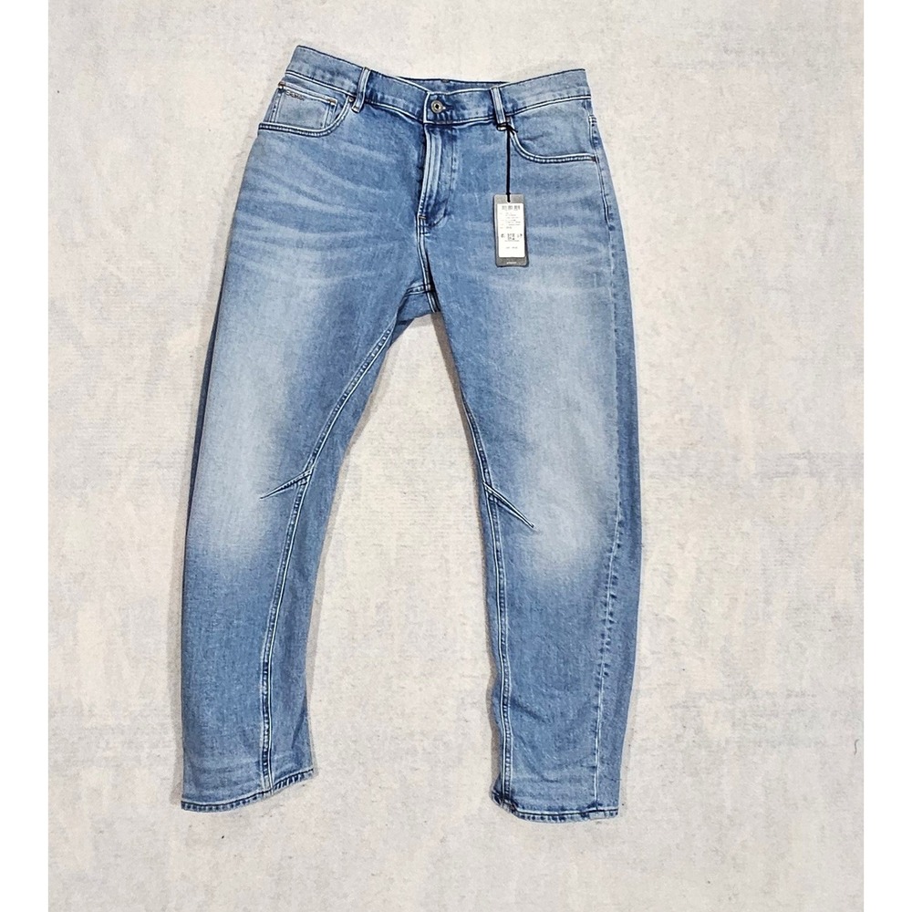 G-Star RAW Jeans Womens 29 NEW Arc 3D Boyfriend Whisker Wash Light Indigo Aged